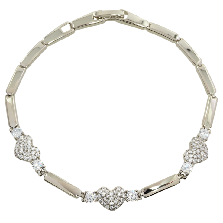 Браслет Xuping Родій Сердечка з цирконієм розмір 19.5см х 3мм фото №4