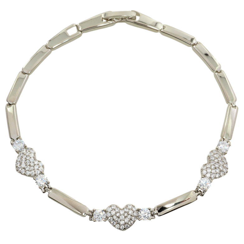 Браслет Xuping Родій Сердечка з цирконієм розмір 19.5см х 3мм фото №1