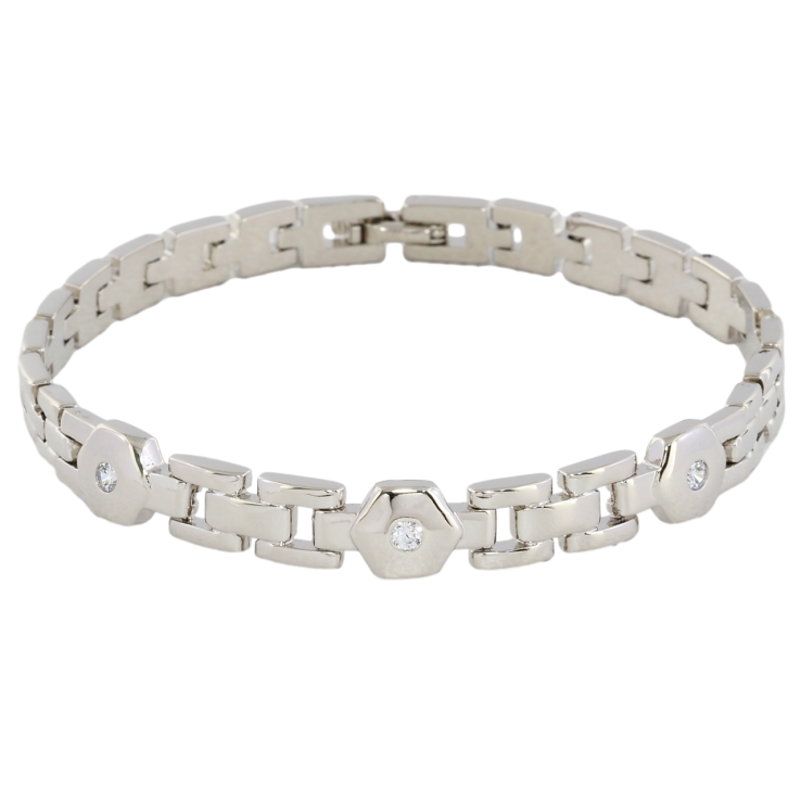 Браслет Xuping Родий Браслетное плетение с цирконием размер 19см х 6мм фото №25