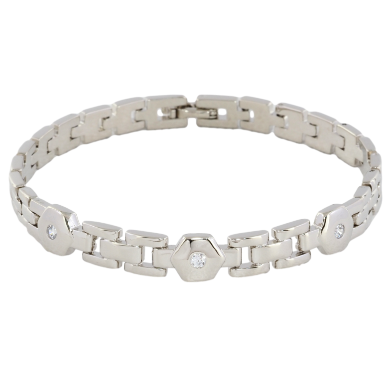 Браслет Xuping Родий Браслетное плетение с цирконием размер 19см х 6мм фото №4