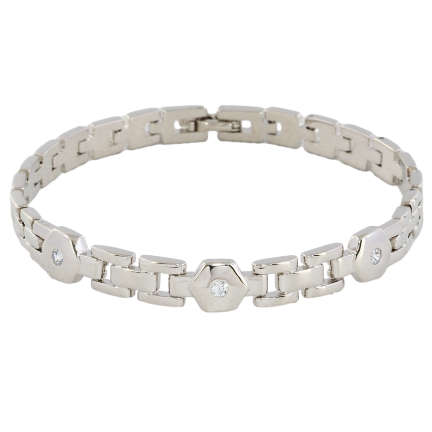 Браслет Xuping Родий Браслетное плетение с цирконием размер 19см х 6мм фото №1