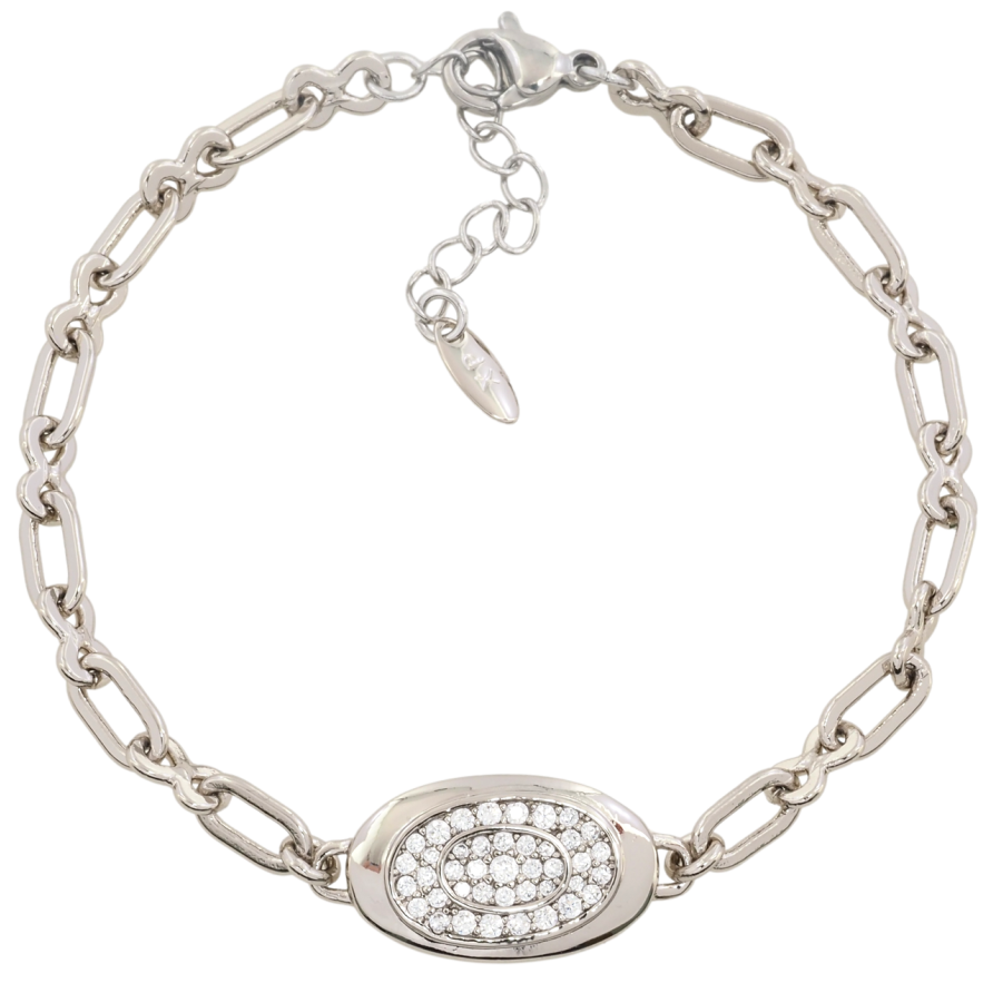 Браслет Xuping Родій Овальна вставка з цирконієм розмір з доп. ланцюжком 17-20.5см х 4мм фото №1