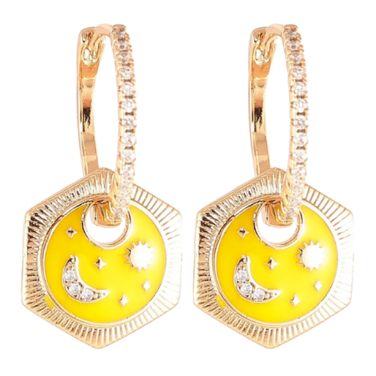 Серьги Xuping Позолота 18K подвески на колечках Звездная ночь 2 в 1 фото №3