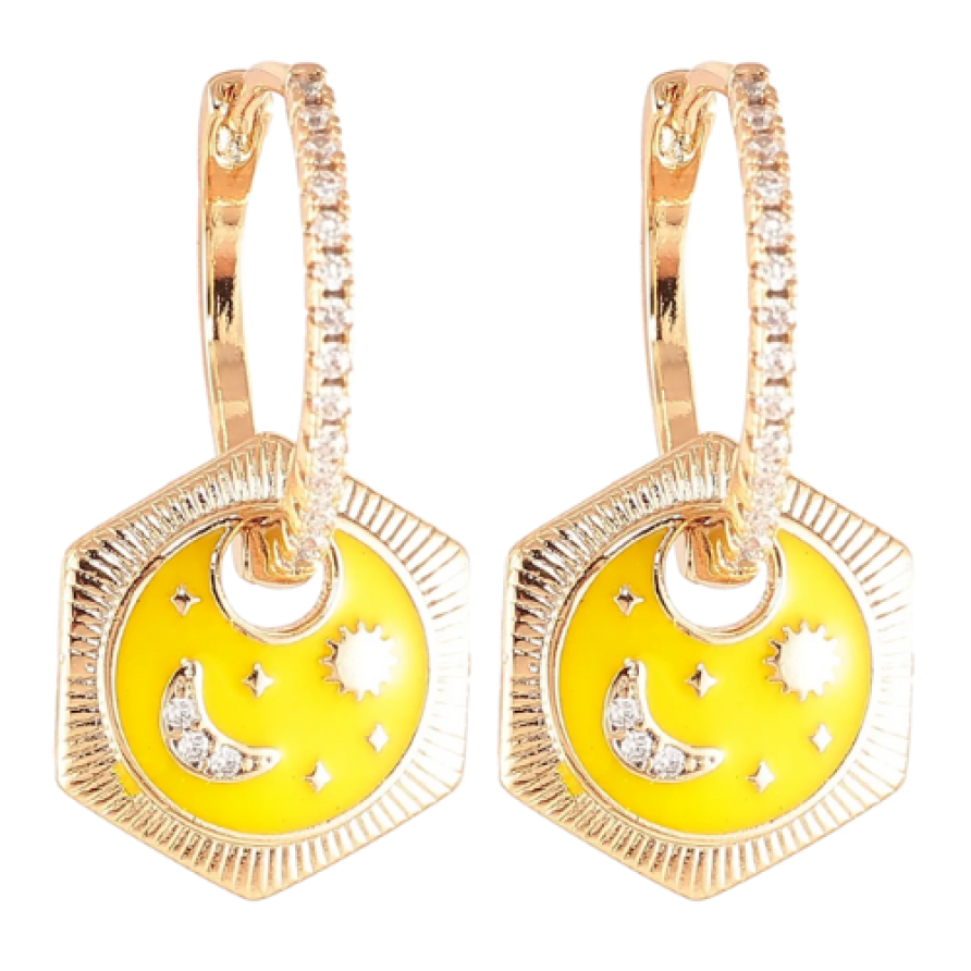 Серьги Xuping Позолота 18K подвески на колечках Звездная ночь 2 в 1 фото №1