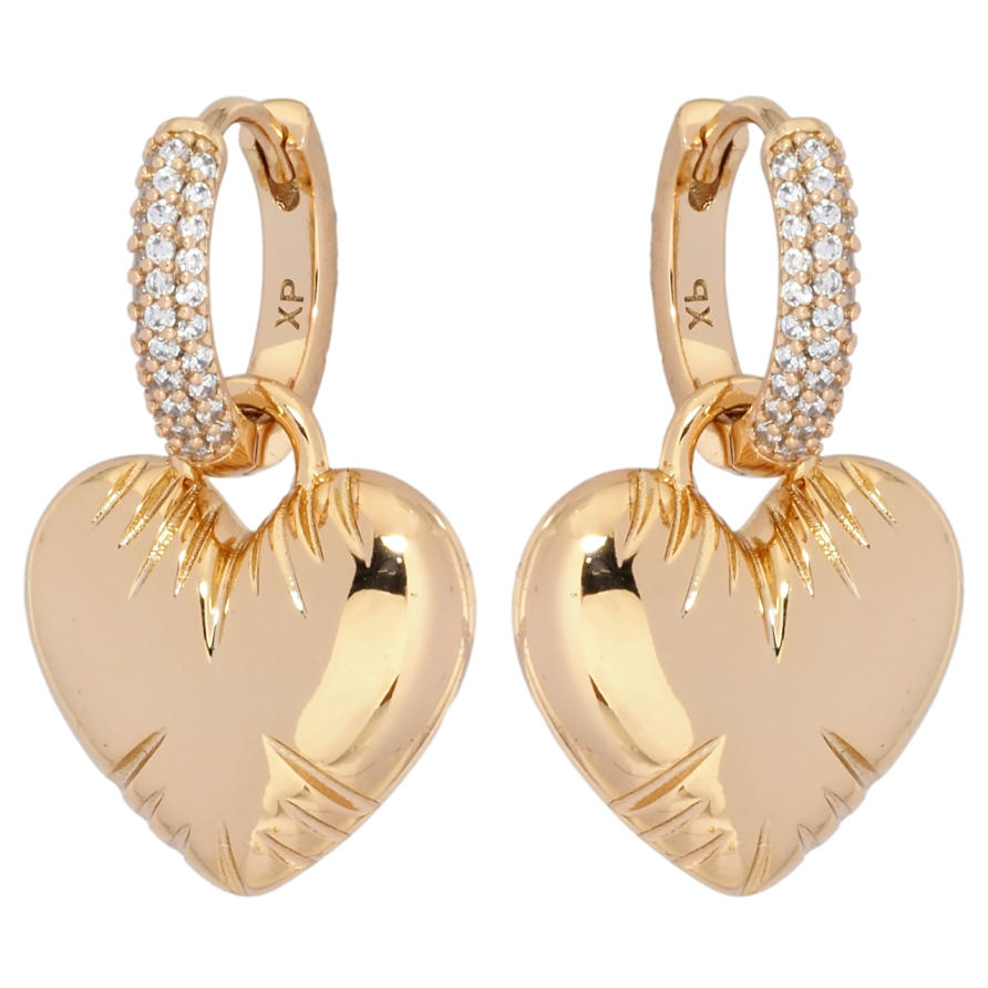 Серьги Xuping Позолота 18K подвески на колечках Сердечки с цирконием 3 в 1 фото №1