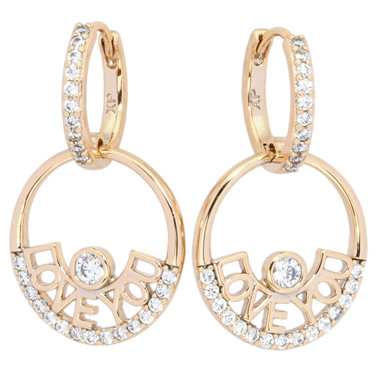 Серьги Xuping Позолота 18K подвески на колечках Love you фото №10
