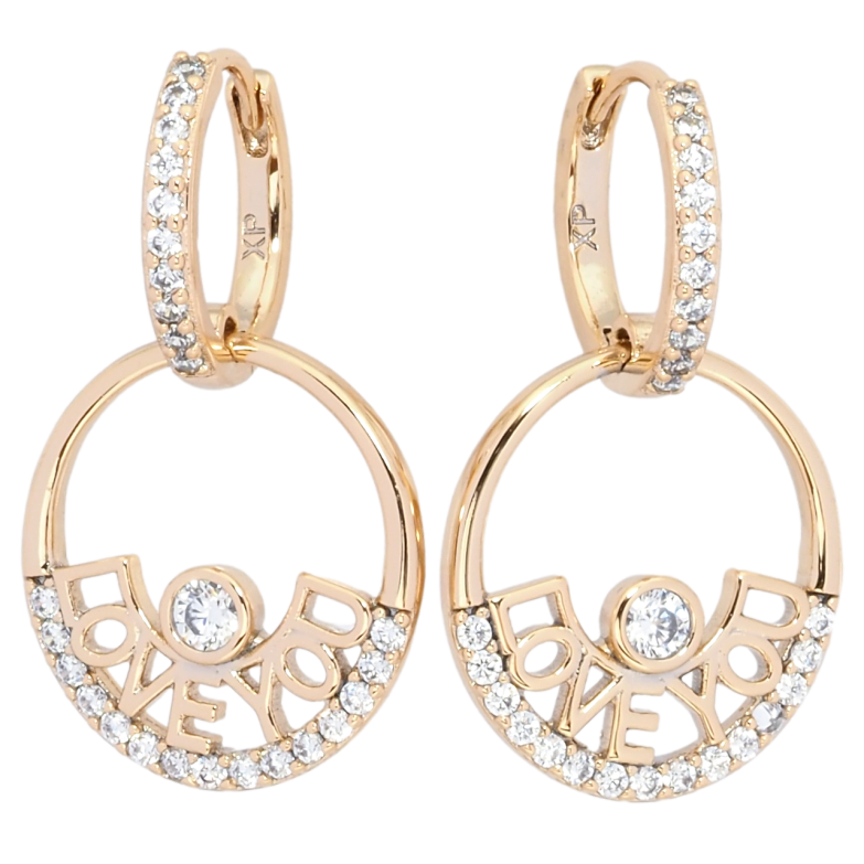 Сережки Xuping Позолота 18K підвіски на колечках Love you фото №1