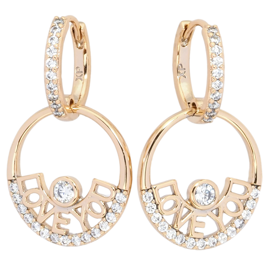 Серьги Xuping Позолота 18K подвески на колечках Love you фото №1