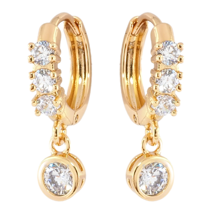 Серьги Xuping Позолота 18K подвески на колечках Фианиты фото №12