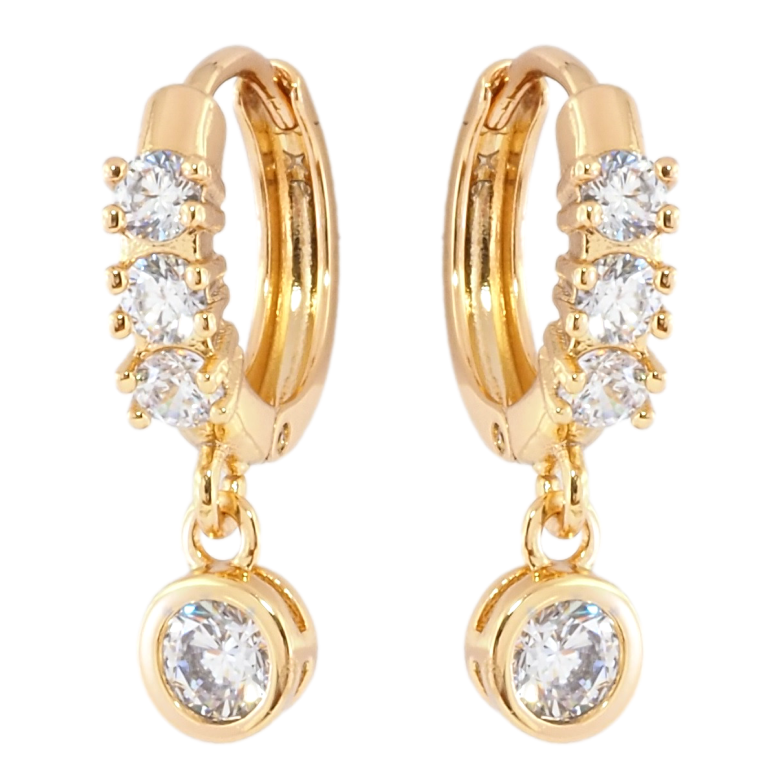 Серьги Xuping Позолота 18K подвески на колечках Фианиты фото №1