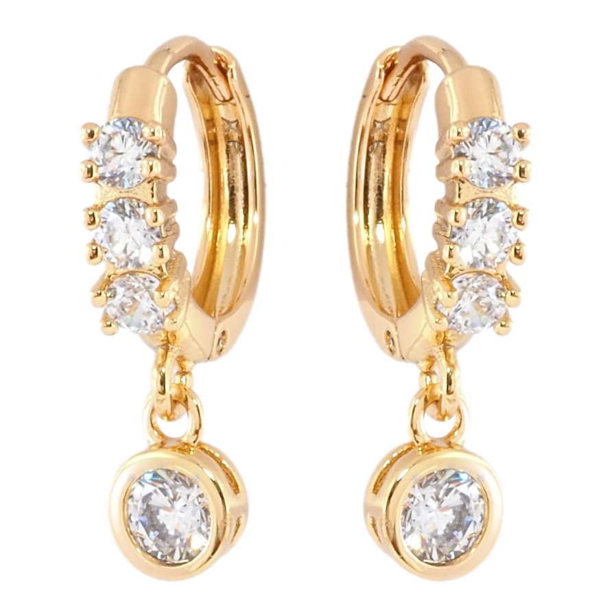 Серьги Xuping Позолота 18K подвески на колечках Фианиты фото №1