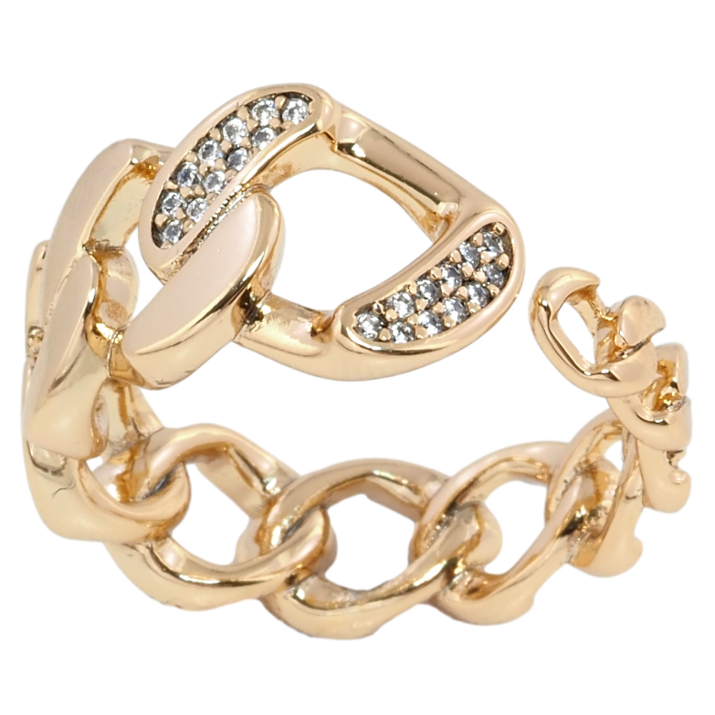 Кольцо Xuping Позолота 18K Узор цепочка с цирконием фото №1