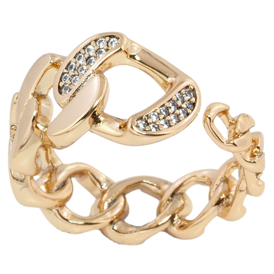 Кольцо Xuping Позолота 18K Узор цепочка с цирконием фото №1