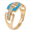 Кольцо Xuping Позолота 18K Узор с цирконием и голубой эмалью фото №2