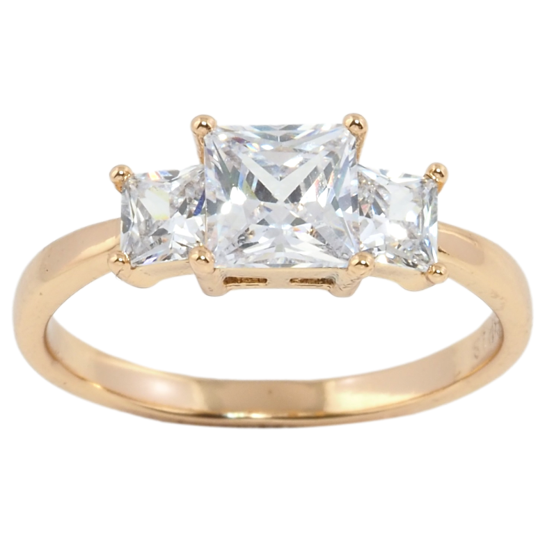 Кольцо Xuping Позолота 18K Три кристалла фото №1