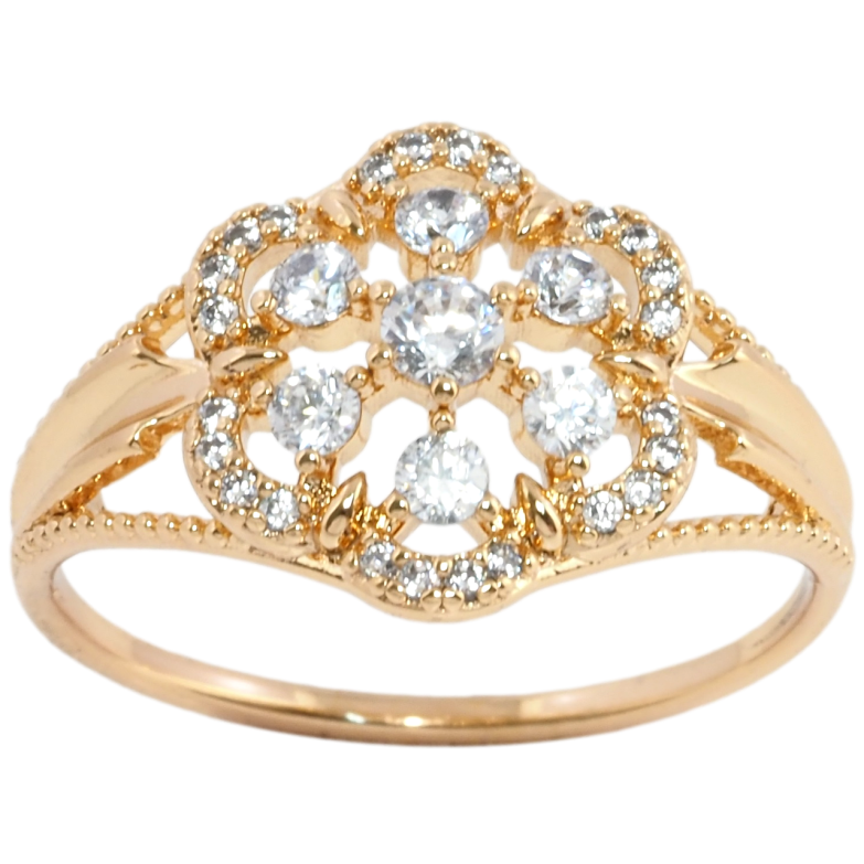 Кольцо Xuping Позолота 18K Цветочек с цирконием фото №6