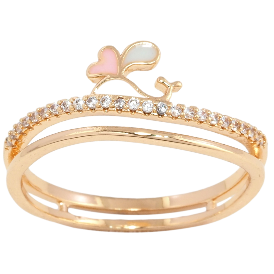 Кольцо Xuping Позолота 18K Дорожка циркония с листиком фото №1