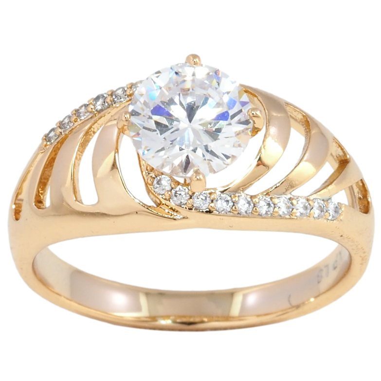 Кольцо Xuping Позолота 18K Резной узор с фианитом фото №10