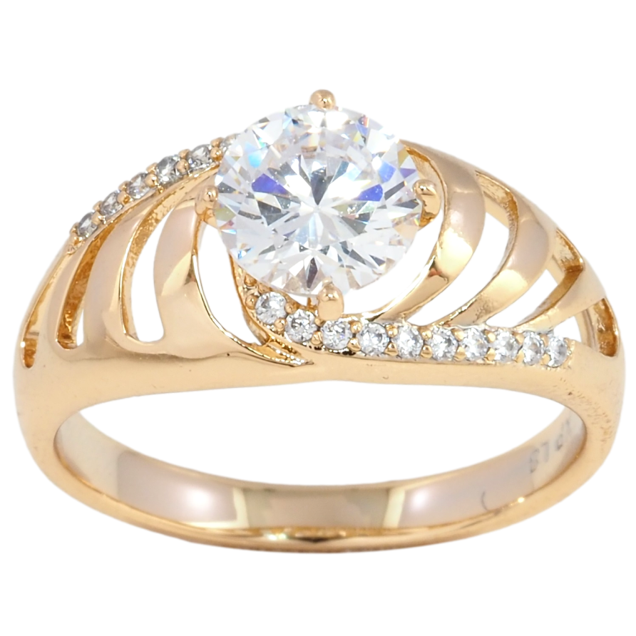 Кольцо Xuping Позолота 18K Резной узор с фианитом фото №1