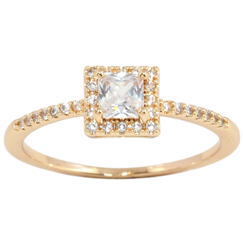 Кольцо Xuping Позолота 18K Фианит в обрамлении циркония фото №2