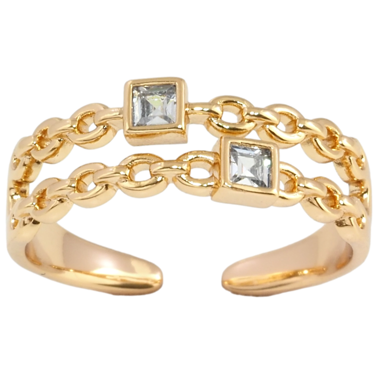 Кольцо Xuping Позолота 18K Узор цепочка с цирконием фото №7