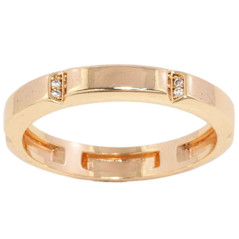 Каблучка Xuping Позолота 18K Візерунок з цирконієм, шир. 3,5мм фото №1