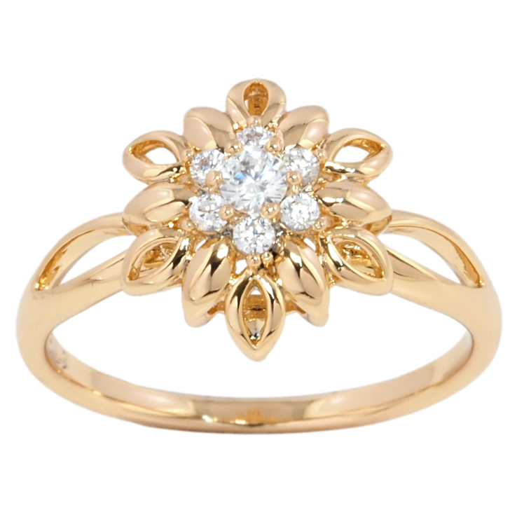 Кольцо Xuping Позолота 18K Цветок с цирконием фото №9