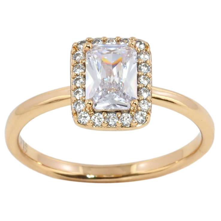 Кольцо Xuping Позолота 18K Фианит в обрамлении циркония фото №11