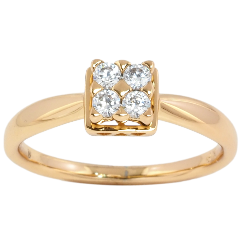 Кольцо Xuping Позолота 18K Четыре кристалла фото №1