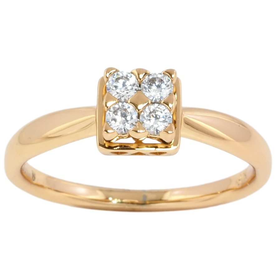 Кольцо Xuping Позолота 18K Четыре кристалла фото №1