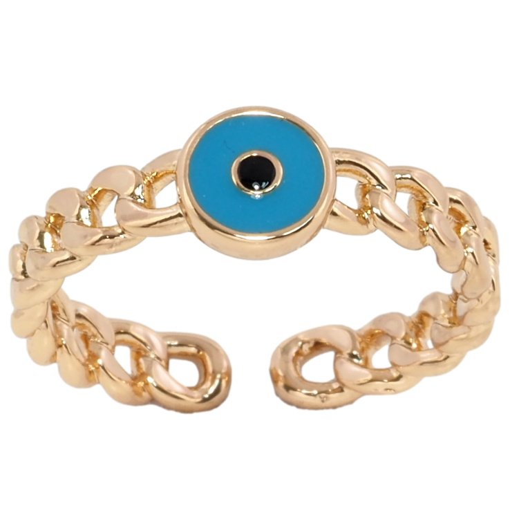 Кольцо Xuping Позолота 18K Узор цепочка с кругом из голубой эмали фото №25