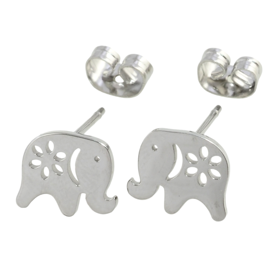 Серьги Xuping TTM Stainless Steel цвет Родий пусеты Слоники фото №1