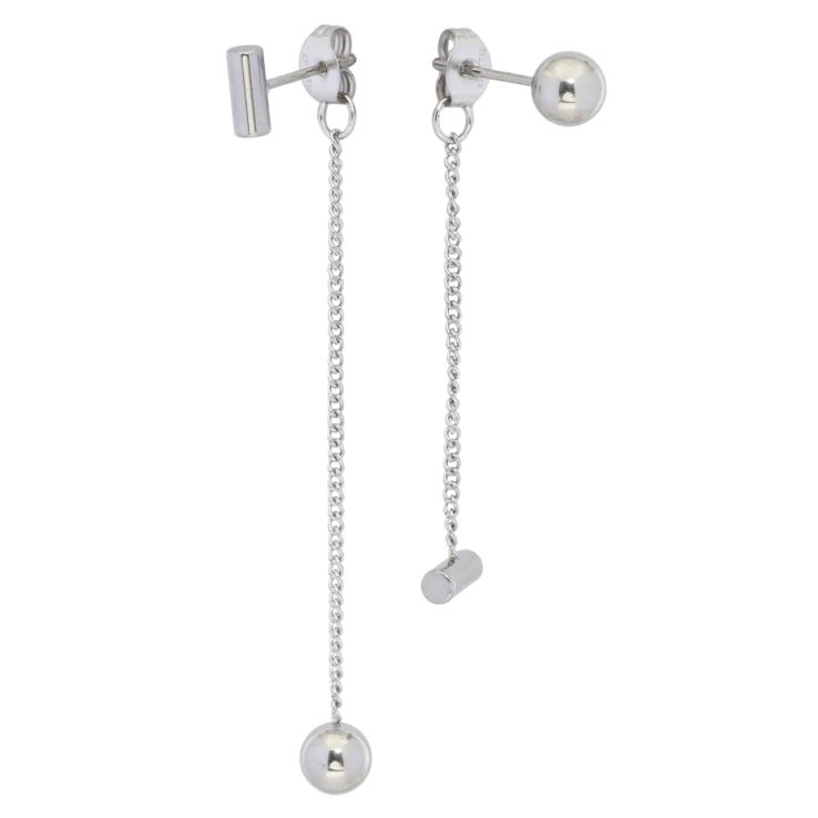 Серьги Xuping TTM Stainless Steel цвет Родий пусеты Ассиметричные подвески с шариками ø 6см фото №10