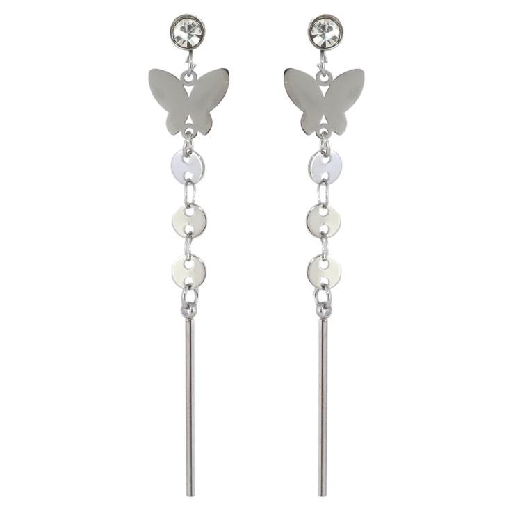 Серьги Xuping TTM Stainless Steel цвет Родий пусеты Бабочки фото №8