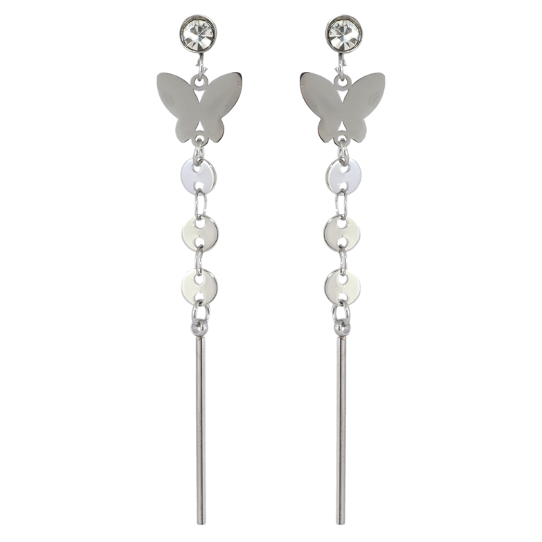 Серьги Xuping TTM Stainless Steel цвет Родий пусеты Бабочки фото №3