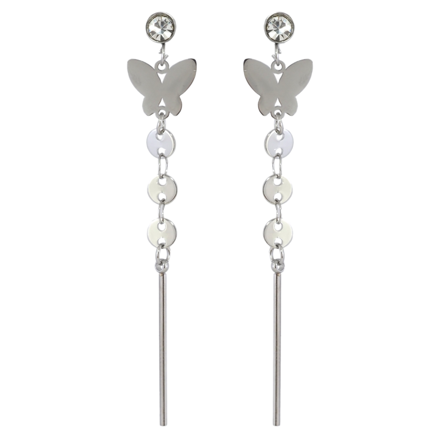 Серьги Xuping TTM Stainless Steel цвет Родий пусеты Бабочки фото №1