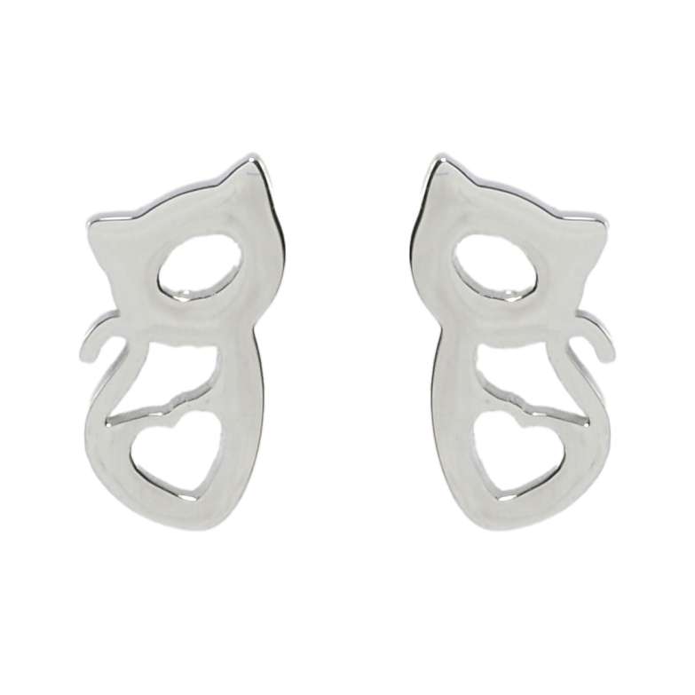 Сережки Xuping TTM Stainless Steel колір Родій пусети Котики фото №1