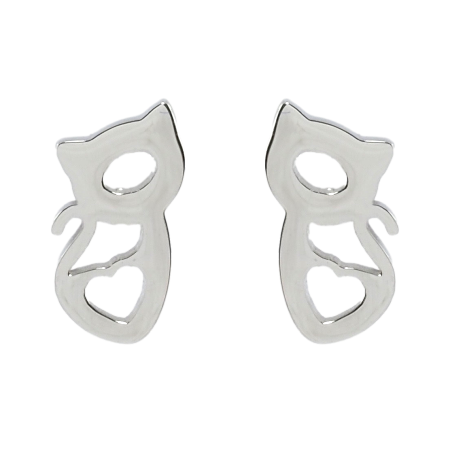 Серьги Xuping TTM Stainless Steel цвет Родий пусеты Кошки фото №1