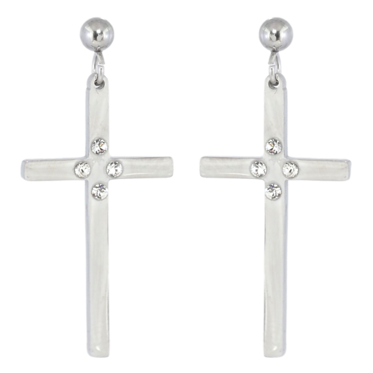 Серьги Xuping TTM Stainless Steel цвет Родий пусеты Крестики фото №18