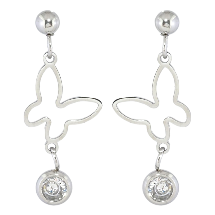 Серьги Xuping TTM Stainless Steel цвет Родий пусеты Бабочки фото №6
