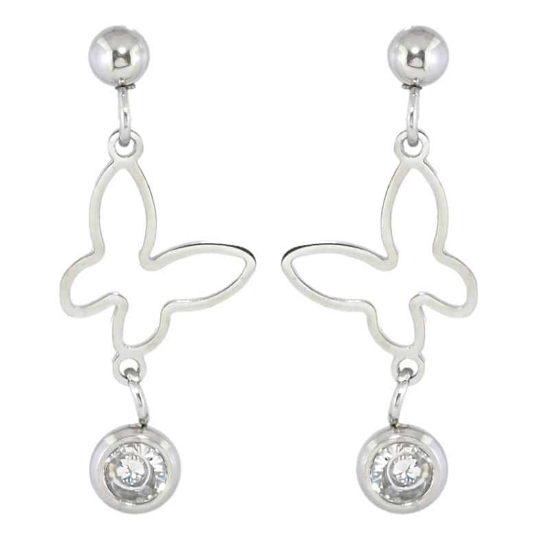 Серьги Xuping TTM Stainless Steel цвет Родий пусеты Бабочки фото №1