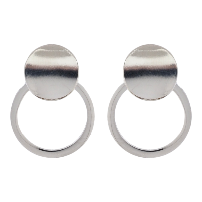 Серьги Xuping TTM Stainless Steel цвет Родий пусеты Круги фото №12