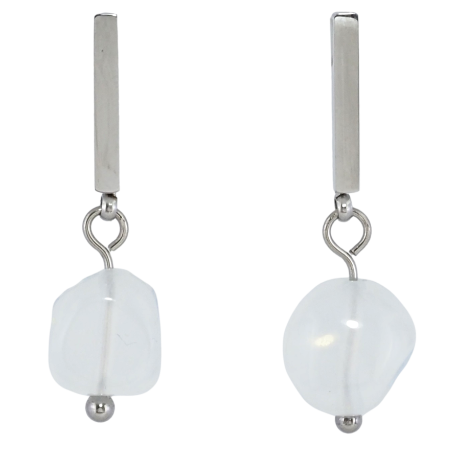 Серьги Xuping TTM Stainless Steel цвет Родий пусеты Подвески с прозрачными бусинами фото №1