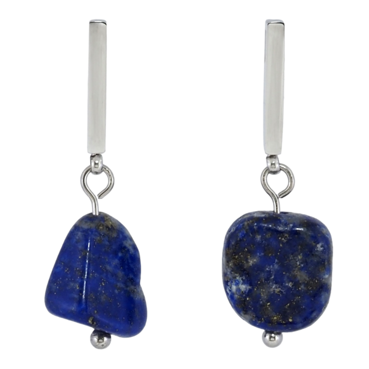 Серьги Xuping TTM Stainless Steel цвет Родий пусеты Подвески с синими бусинами фото №3