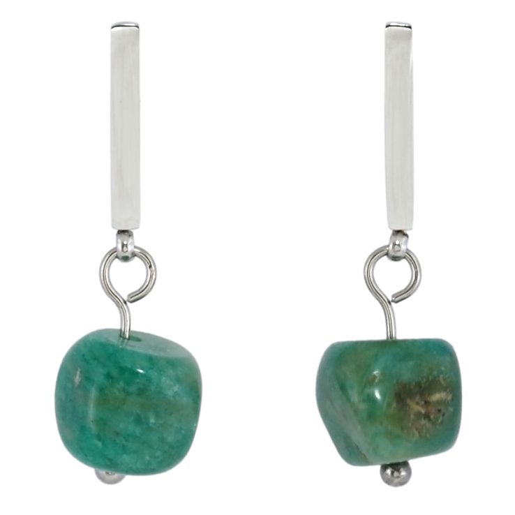 Серьги Xuping TTM Stainless Steel цвет Родий пусеты Подвески с зелеными бусинами фото №19