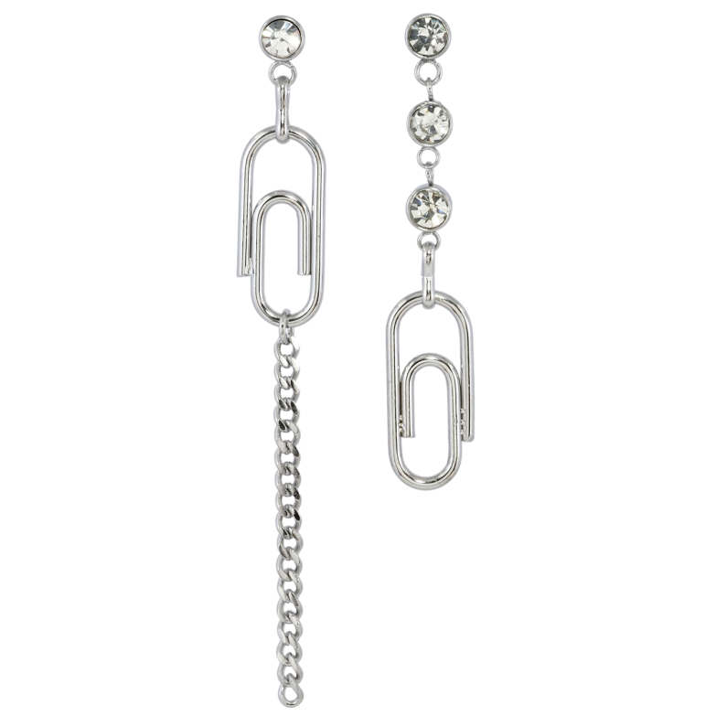 Серьги Xuping TTM Stainless Steel цвет Родий пусеты Ассиметричные подвески скрепки фото №24