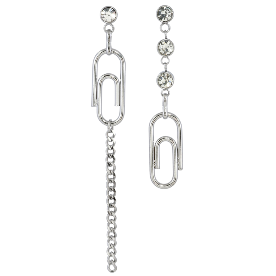 Серьги Xuping TTM Stainless Steel цвет Родий пусеты Ассиметричные подвески скрепки фото №1