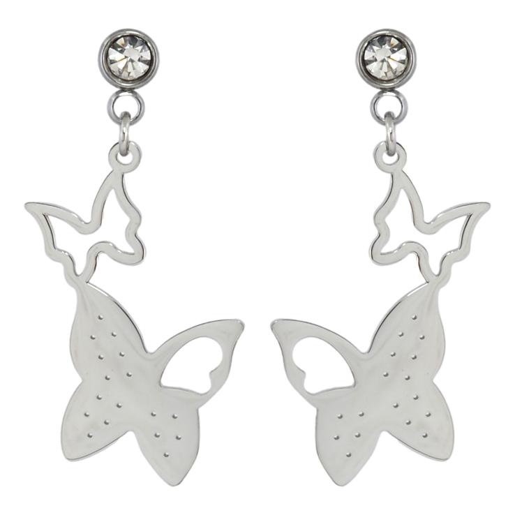 Серьги Xuping TTM Stainless Steel цвет Родий пусеты Бабочки фото №7