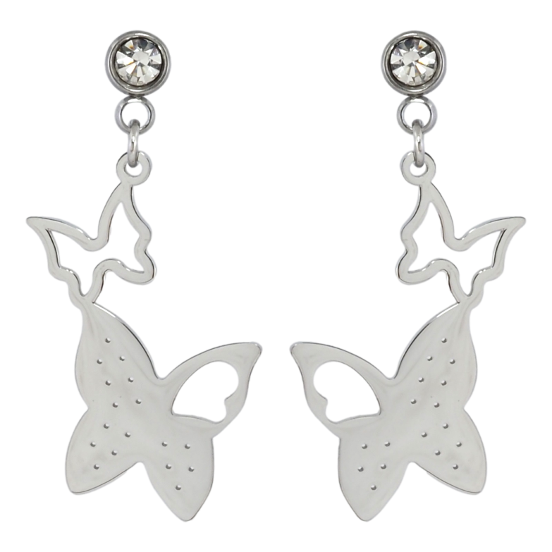 Серьги Xuping TTM Stainless Steel цвет Родий пусеты Бабочки фото №1