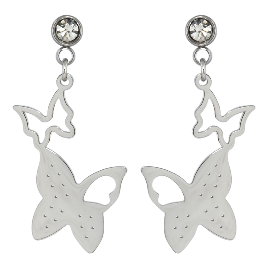 Серьги Xuping TTM Stainless Steel цвет Родий пусеты Бабочки фото №1